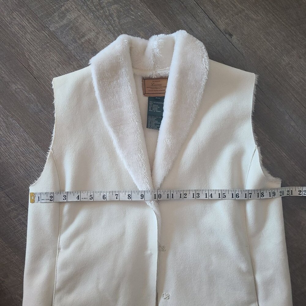 Ralph Lauren US Women's Size MP Faux Fur Faux Suede Vest Ivory Outerwear - Picture 11 of 11